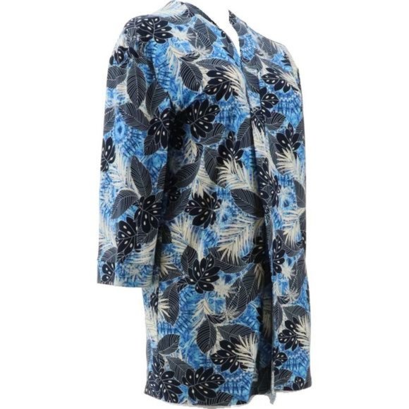 NWT ATTITUDES BY RENEE PRINT COMO JERSEY LOUNGE KIMONO TIE DYE TROPICS XXS - Picture 7 of 12